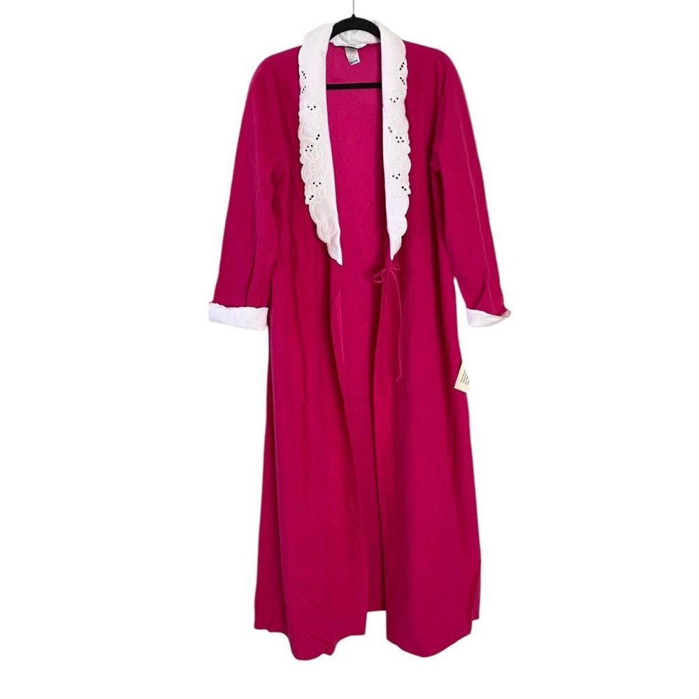 VTG Apostrophe Fleece Robe Pink Full Length Grannycore Cottage Retro NWT‎ READ